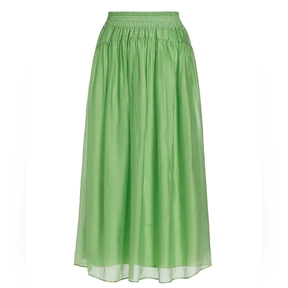 VINCE NWT Smocked Waist Pull On Skirt in Sprout - Picture 8 of 13